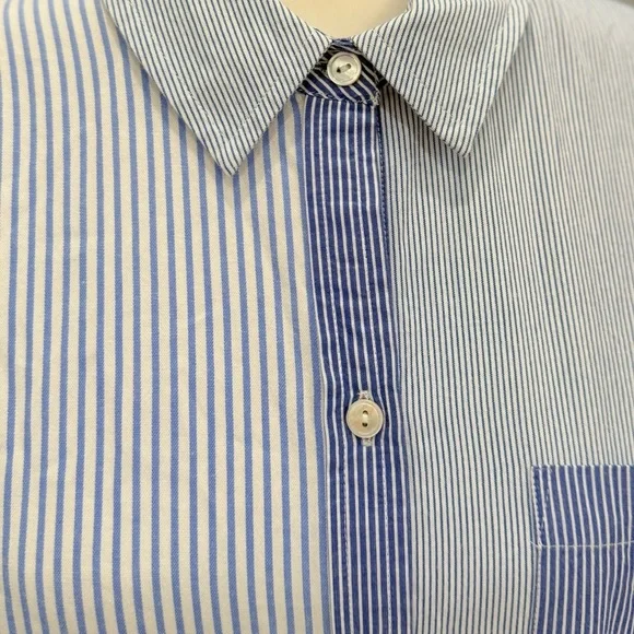 Vineyard Vines Blue White Stripe Mix Cotton Button Up Shirt Size 6 Preppy Classi - Picture 6 of 11